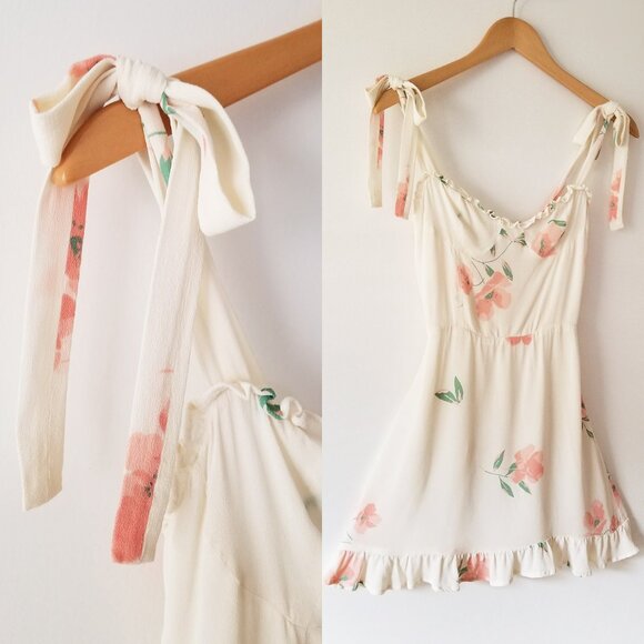 Reformation Christine Ruffle Mini Dress in Lady 0 Rare Romantic Coquette $218 - Picture 10 of 16